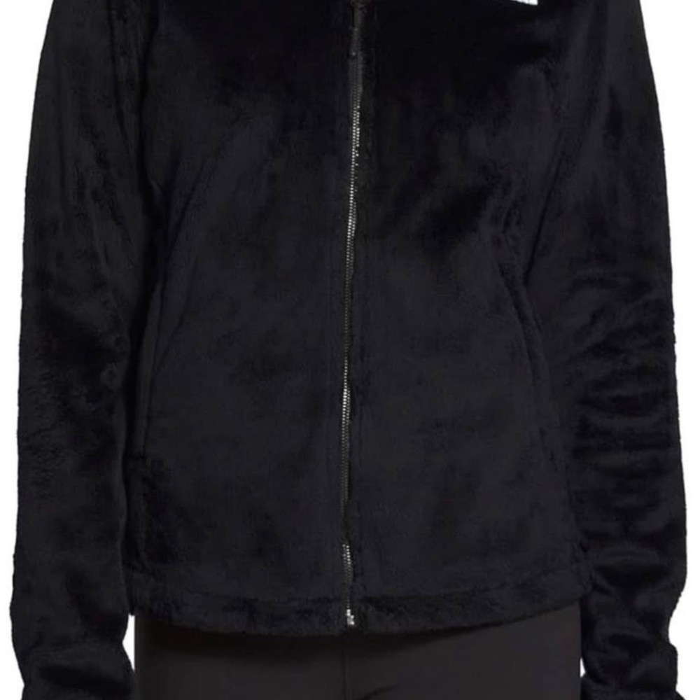 Chic Black Fleece Zip-Up Jacket